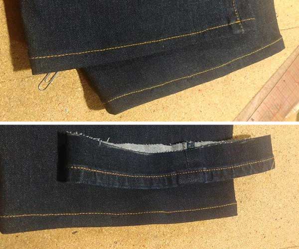 hemmed jeans, before and after